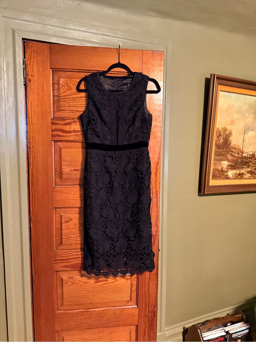 White House Black Market Black Lace Midi Sheath Dress